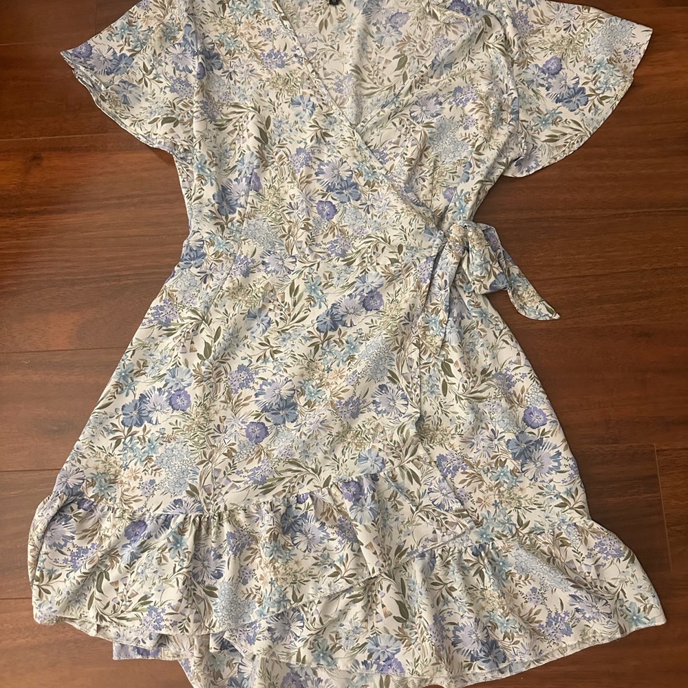 Floral Wrap Dress with Ruffle Hem